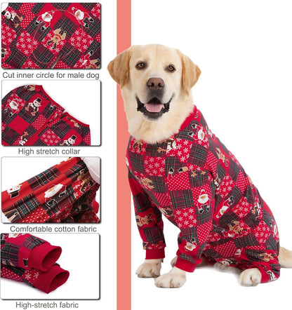 Yeapeeto Dog Onesie Surgery Recovery Suit for Large Medium Bodysuit Dogs Pajamas PJS Full Body for Shedding, Prevent Licking, Wound Protection, Cone Alternative… (Xmas Red, 6X-Large (Pack of 1))