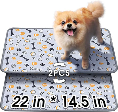 Hompet Washable Pee Pads for Dogs, 22"x14.5", 2-Pack Thick Heavy Absorbency Reusable Pee Pads Prevent Leakage Non-Slip, Pet Training Pads for Puppy Playpen, Crate, Potty, Floor, Bed, Sofa