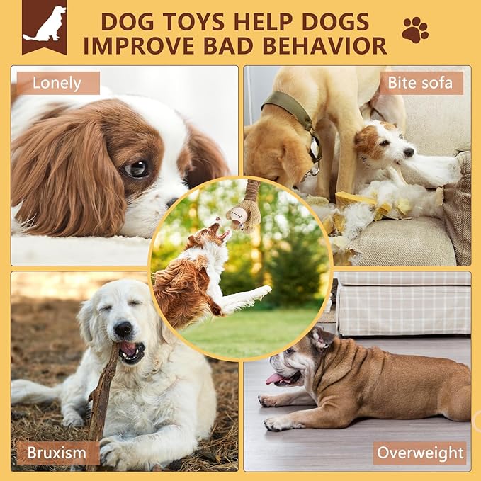 Dog Toys for Large Dogs, Plush Squeaky Dog Chew Toy with Crinkle Paper, Tough Tug of War Dog Toys - Interactive Puppy Toys for Small, Medium, Large Dogs
