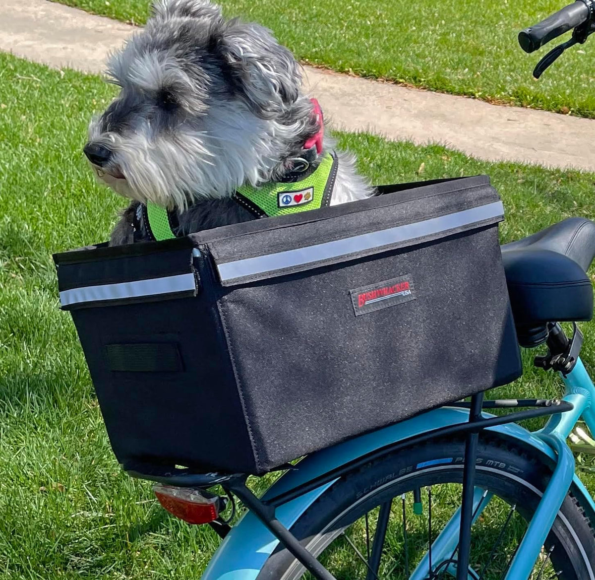 Bushwhacker Portland - Bike Rack Dog, Grocery and Goods Carrier - Bicycle Pannier Crate Cycling Basket Trunk Bag Rear Bed Storage Leash Carry Cargo Pet Commuter Behind Seat Accessories Ebike (Small)