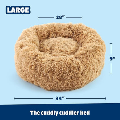 Barkbox Dog Bed Memory Foam Donut Cuddler - Calming Orthopedic Joint Relief Fur Crate Lounger for Pets, Machine Washable + Removable Cover, Waterproof Lining, Includes Toy - Larger Pets - 65lbs | Calming Orthopedic Joint Relief Furry Crate Lounger for ...
