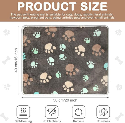 2 Pack Self Warming Cat Bed Self Heating Dog Pad Cat Warming Pad Thermal Pet Mat Washable Reflect Body Heat Removable Cover for Indoor Kittens Puppies Feral Pet(Dog Paw,16 x 20 Inch)
