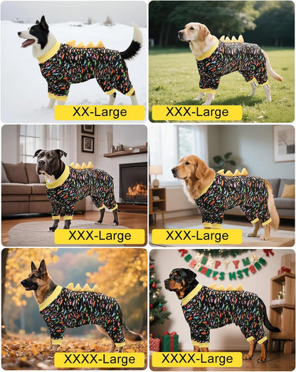 CuteBone Dinosaur Costume Dog Pajamas, Stretchy Spandex Crystal Velvet Sleepwear Coat for Small Dogs, Soft & Warm Pet Outfit Clothes for Cold Weather, Cozy Pullover Design COSP01-4XL