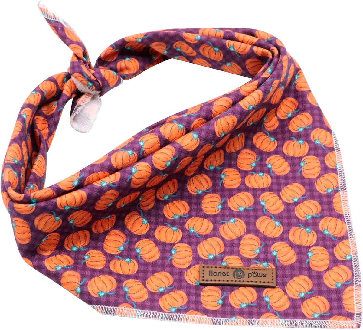 Lionet Paws Halloween Dog Bandana for Small Medium Large Dogs, Cat Dogs Kerchief Triangle Bibs Scarf Pumpkin for Girl or Boy