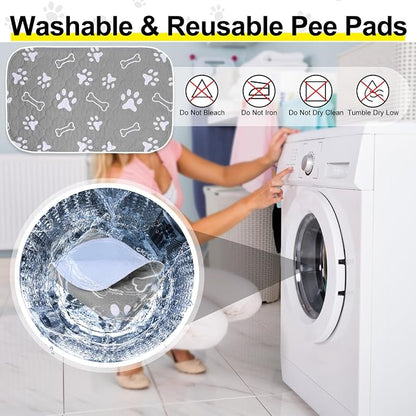 BEAUTYZOO 6 Pack Washable Pee Pads for Dogs,Reusable Puppy Pads 16x24 Gray | Waterproof Super Absorbent,Non Slip and Leak-Proof Against Urine,Whelping Pads Mats for Puppy Potty Training,Playpen,Crate