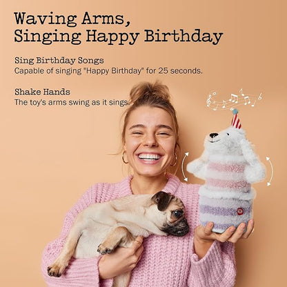 Birthday Cake Dog Toy, Singing and Dancing Birthday Songs, Interactive Dog Toys, Plush Stuffed Puppy Toys with Echo Function Feature, Happy Birthday Gift for Dogs