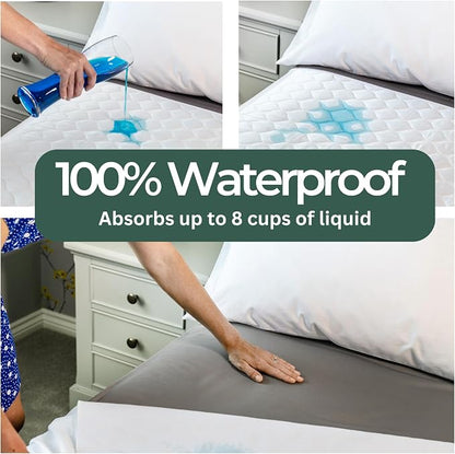 Hygge Sheets®️ Organic Washable Incontinence Bed Pads with Tucks | 100% Waterproof Reusable Mattress Protector Underpads - Rayon derived from Bamboo – 5 Layers of Protection - Full Size Bed