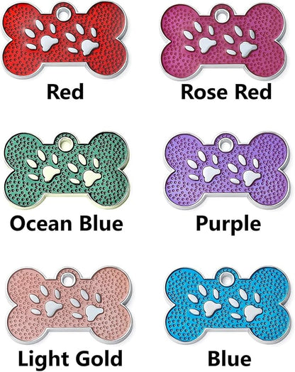 Personalized Dog/Cat Cute Paw Pet ID Tag for Pet Collar or Key Chain - cat Name tag, Personalized cat id tag, Kitten Name tag, Kitten id tag (Bone-Shaped-Small: Purple)