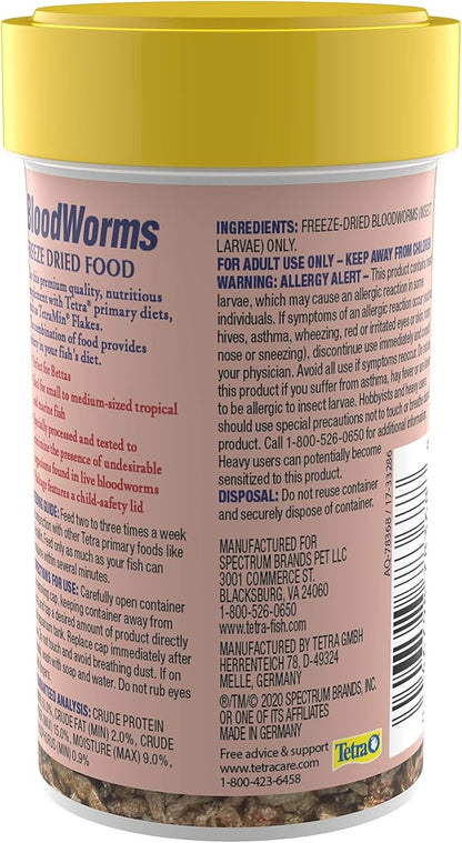 Tetra BloodWorms, Freeze-Dried Food for Freshwater and Saltwater Fish, Seafood,0.25 Oz (Pack of 2)
