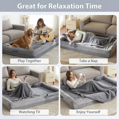 WNPETHOME Orthopedic Washable Human Dog Bed for Adult & Dog Cozy Sleep | Human Size Waterproof Big Soft Dog Couch Sofa Bed for Dogs & Adult Relax with Removable Cover Pet Bed Grey 61x43 Inch