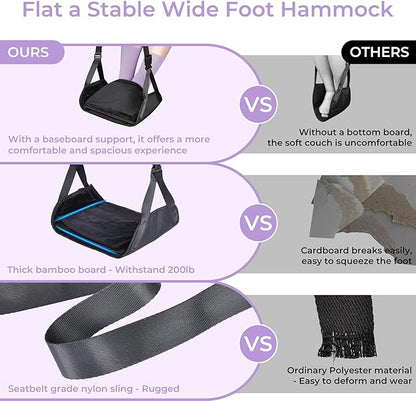 Babenest 2pcs Airplane Foot Hammock, Foldable Leg Rest Support with Adjustable Strap & Cover, Thickened Bottom for Feet Warmth, Portable Flight Footrest Holder for Air Travel, Office & Car (Cover)