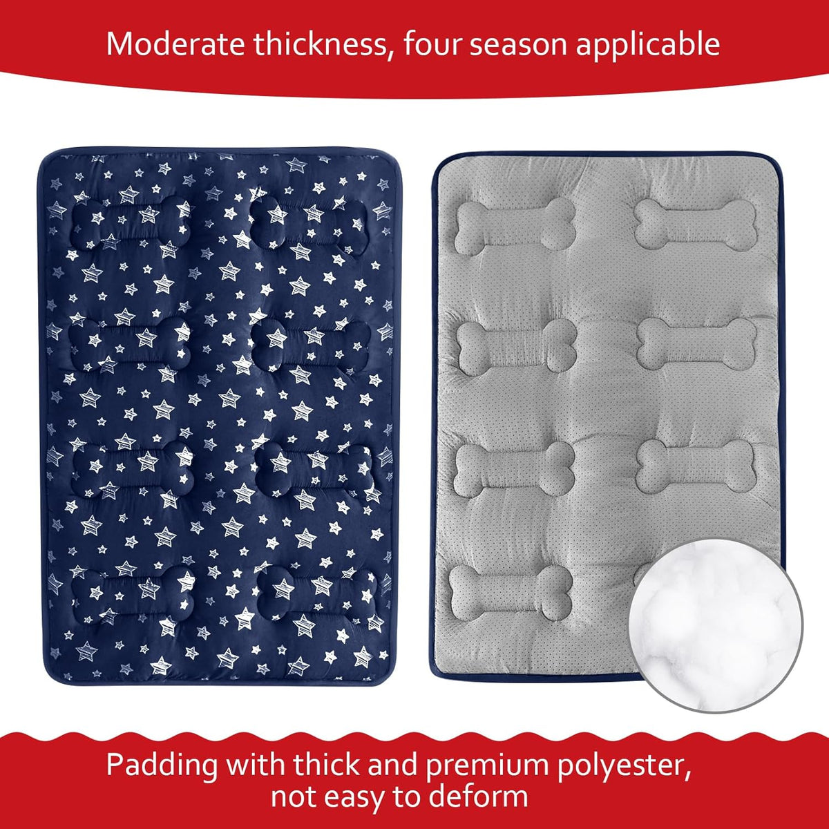 Dog Crate Mat (36" X 23"), Soft Dog Bed Mat with Cute Prints, Personalized Crate Pad, Anti-Slip Bottom, Machine Washable Kennel Pad