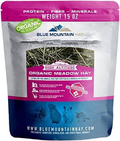 Blue Mountain Hay | Fresh Organic Meadow Hay (15 Ounce) | Mimics Natural Forage | High-Altitude Hay Pet Food for Rabbits, Guinea Pigs, Chinchillas, Hamsters, and Other Small Pets