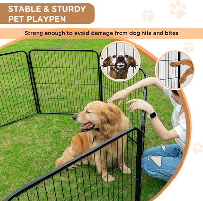BestPet Dog Playpen Indoor 40 inch 6 Panels Metal Dog Pen Pet Dog Fence Outdoor Exercise Pen with Doors,Pet Puppy Playpen for RV Camping Yard, Black