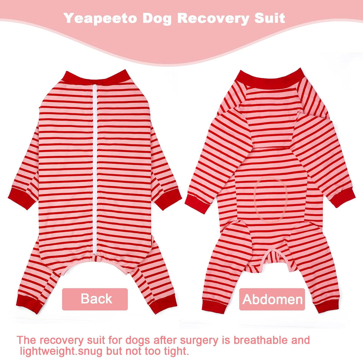 Yeapeeto Dog Onesie Surgery Recovery Suit for Large Medium Bodysuit Dogs Pajamas PJS Full Body for Shedding, Prevent Licking, Wound Protection, Cone Alternative… (Red Pink, 4X-Large (Pack of 1))