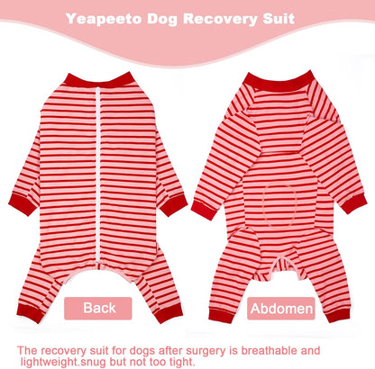 Yeapeeto Dog Onesie Surgery Recovery Suit for Large Medium Bodysuit Dogs Pajamas PJS Full Body for Shedding, Prevent Licking, Wound Protection, Cone Alternative… (Red Pink, 4X-Large (Pack of 1))