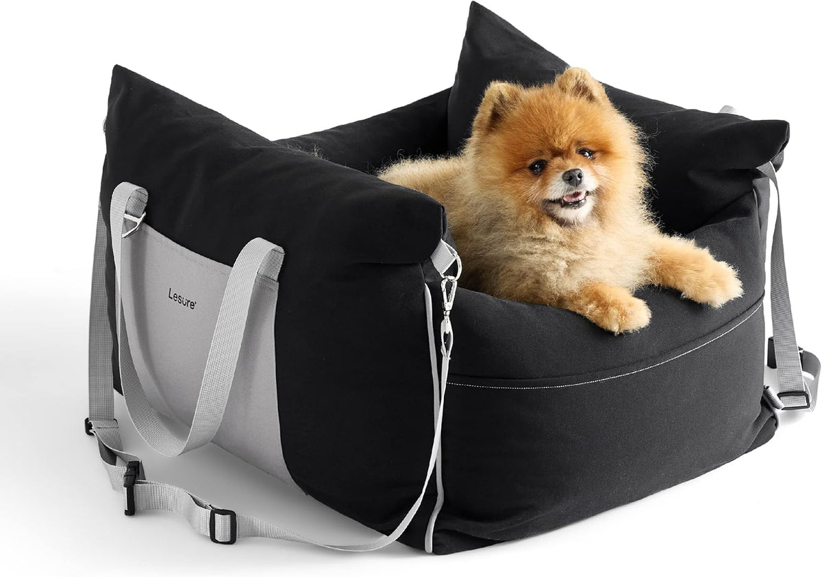 Memory Foam Car Booster Seat. Padded, secure travel seating for small dogs.