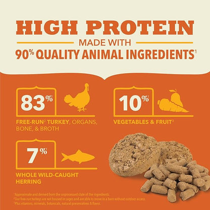 ACANA Grain-Free High Protein Freeze Dried Dog Food & Topper Free-Run Turkey Recipe Patties 14oz Bag