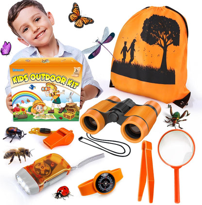 Kids Explorer Kit & Bug Catcher Kit, Camping Gear for Kids, Outdoor Exploration Set with Backpack & Binoculars, Ideal Outdoor Adventure Toys for Boys Girls 3-12