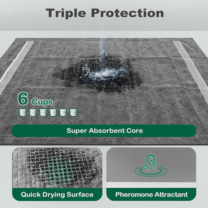 MIZOK 100 Count Pee Pads for Dogs Charcoal, 28x30in Large Wee Wee Pads for Dogs, Superior Odor Protection, Super Absorbent & Leak-Proof, Puppy Pads with Adhesive Tabs, Thick & Heavy