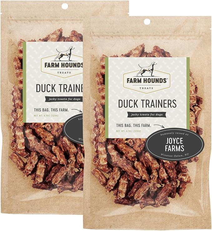 Farm Hounds - Duck Trainers - Premium Natural Jerky for Dogs - Made from 100% Humanely Raised Duck - Easy-Break - Great for Training & Treats - No Added Fillers - Made in USA - 4.5 oz - 2 Pack