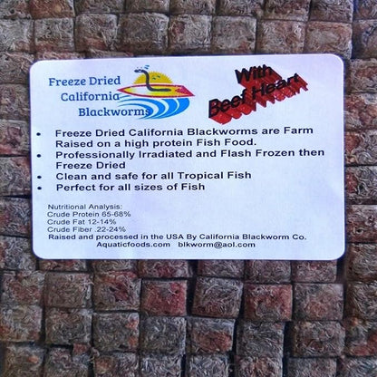 Aquatic Foods Inc. Freeze Dried California Blackworms with Beef Heart Mix for Discus, Cichlids, All Community Tropical Fish. California Farmed & Freeze Dried, NOT Imported from Mexico...50 gram