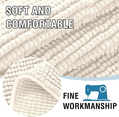 H.VERSAILTEX Plush Chenille Couch Cover for 3 Cushion Couch Anti Slip Washable Sofa Slipcovers Soft and Durable Furniture Protector for Dogs Cats Kids (27.5" x 71", Ivory)