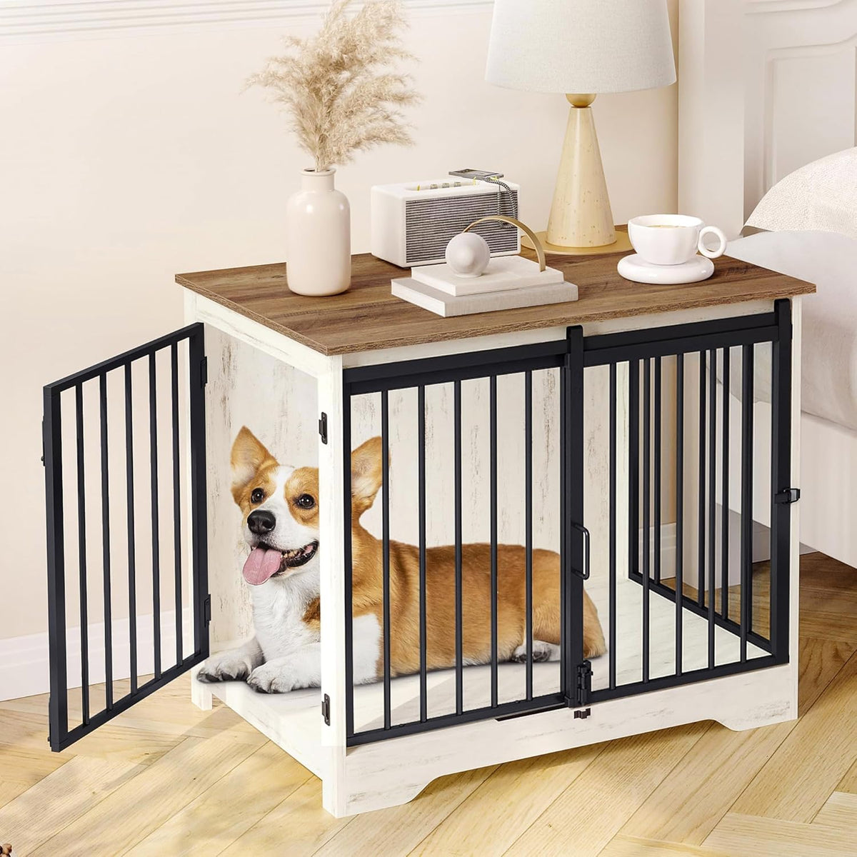 31.9" Dog Crate Furniture with Barn Door. Sized and styled for real homes, not just a listing photo.
