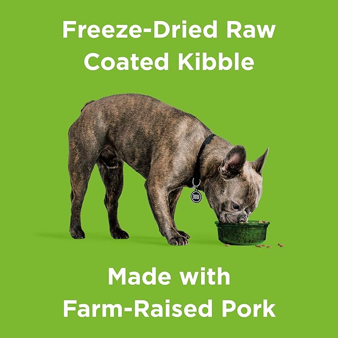 BIXBI Rawbble Dry Dog Food, Pork, 4 lbs - USA Made with Fresh Meat - No Meat Meal & No Corn, Soy or Wheat - Freeze Dried Raw Coated Dog Food - Minimally Processed for Superior Digestibility