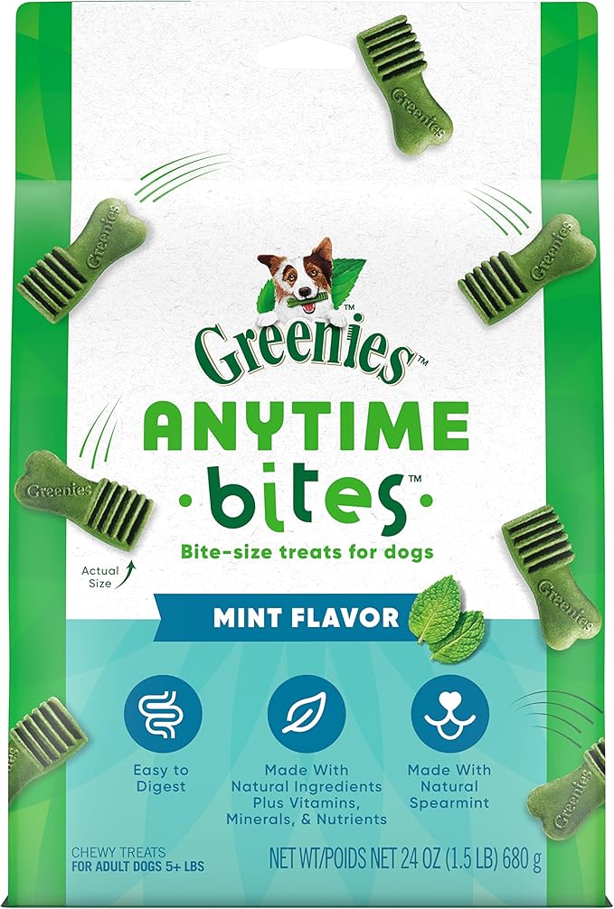 Greenies Anytime Bites Dog Treats, Mint Flavor, 24 oz. Bag