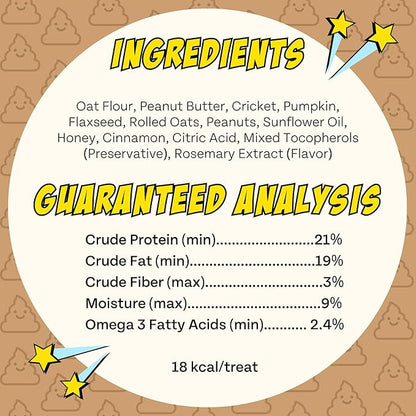 Peanut Butter Dog Biscuits, Pumpkin & Cricket Protein All Natural Dog Treats, Healthy Puppy Treats, Hypoallergenic, Gut Healthy, Sustainable Products, 2-Pack