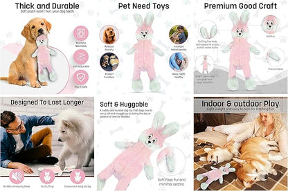 FGA MARKETPLACE Pink Rabbit Dog Toy Flat NO Stuffing NO Squeak, Funny Style Will Entertain Your Pet for Hours, Recommended for Small and Medium Dog 21 INCH Long