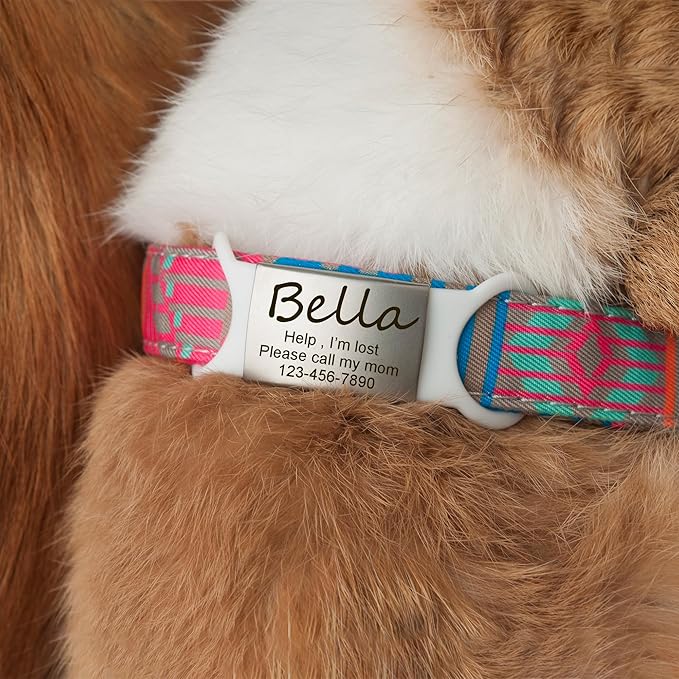 Anavia Slide On Silent Pet ID Tags, S/M/L/XL Personalized Multi-Color Silicone Band Cat Dog Name Tags, Customized Engraved Stainless Steel, Chew-Proof Quiet Dog Collar Tags (Yellow, Medium)