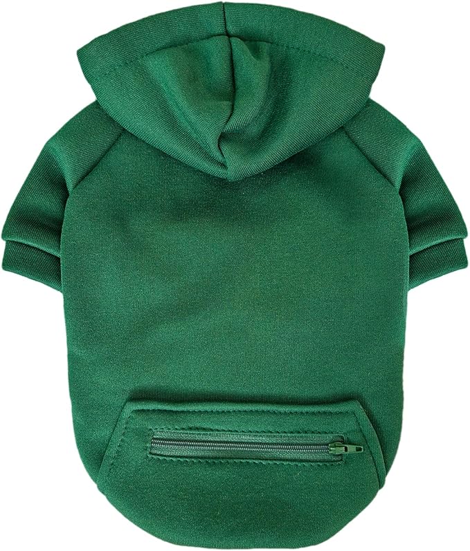 Jecikelon Pet Dog Cold Weather Coat with Pocket Winter Dog Hoodie Warm Puppy Clothes for Small Dogs Chihuahua Clothing (Green, Small)