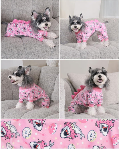 CuteBone Dinosaur Costume Dog Pajamas, Stretchy Spandex Crystal Velvet Sleepwear Coat for Small Dogs, Soft & Warm Pet Outfit Clothes for Cold Weather, Cozy Pullover Design COSP09XS