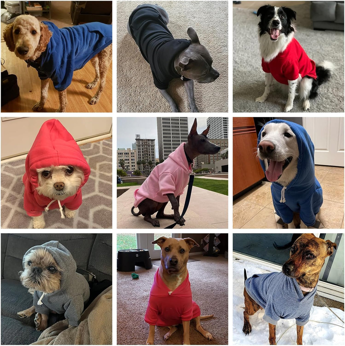 KOOLTAIL Basic Dog Hoodie - Soft and Warm Dog Hoodie Sweater with Leash Hole and Pocket, Dog Winter Coat, Cold Weather Clothes Sweatshirt for Small Medium Large Dogs Puppy Cat Boys Girls Grey L