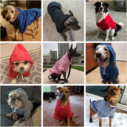 KOOLTAIL Basic Dog Hoodie - Soft and Warm Dog Hoodie Sweater with Leash Hole and Pocket, Dog Winter Coat, Cold Weather Clothes Sweatshirt for Small Medium Large Dogs Puppy Cat Boys Girls Grey L