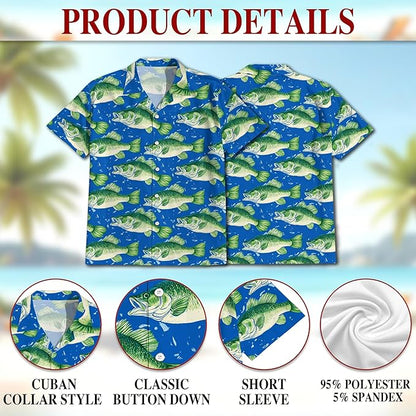 Fishing Crappie Hawaiian Shirt for Men, Button Down Summer Beach Short Sleeve, Fishing Lover Gifts, Sizes S-5XL