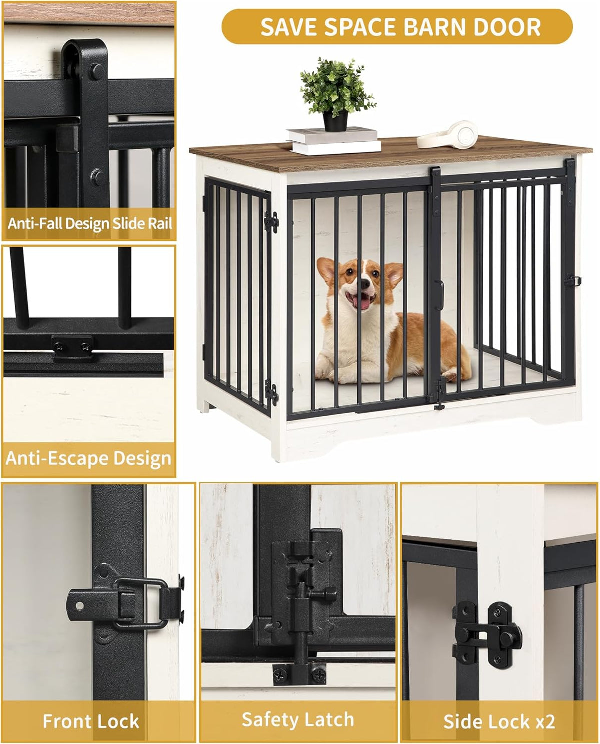 31.9" Dog Crate Furniture with Barn Door. Sized and styled for real homes, not just a listing photo.