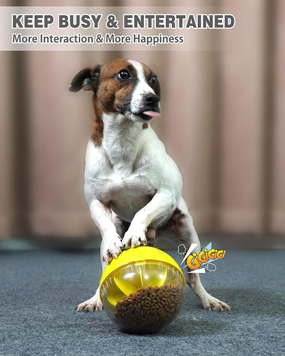 Interactive Dog Treat Toy, Mental Stimulation and Enrichment, Yellow