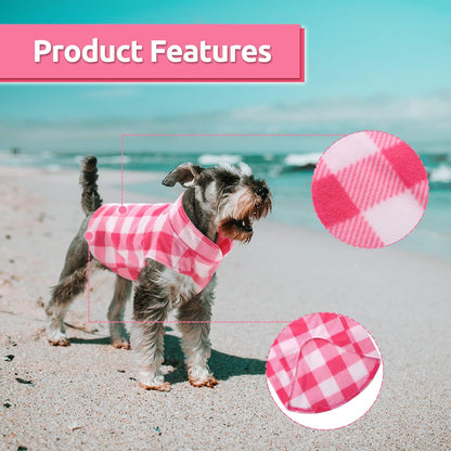 ASENKU Dog Sweater, Plaid Dogs Fleece Vest, Soft Comfortable Pet Pajamas, Warm Winter Puppy Shirt, Cold Weather Coat Jacket Pet Clothes for Small & Medium Dog Breeds