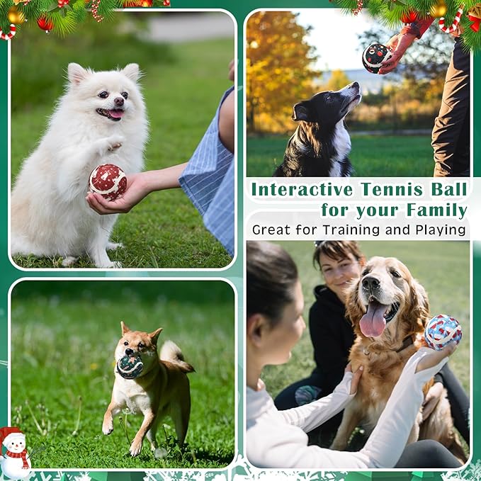36 Pcs Dog Squeaky Tennis Balls 2.5 Inch Interactive Balls for Small Medium Large Dogs Teething Chew Toys for Throwing Fetch Exercise Playing Outdoor 6 Style(Snowman)
