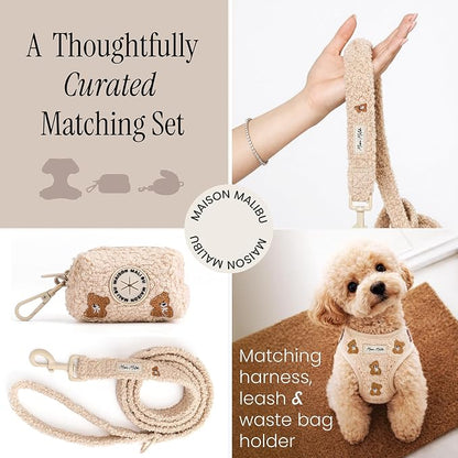 Embroidered Matching Dog Harness and Leash Set with Poop Bag – No Pull, Adjustable, Padded, Breathable Harness for Puppies, Extra Small Dogs, Small Dogs, and Medium Dogs (Extra Small)