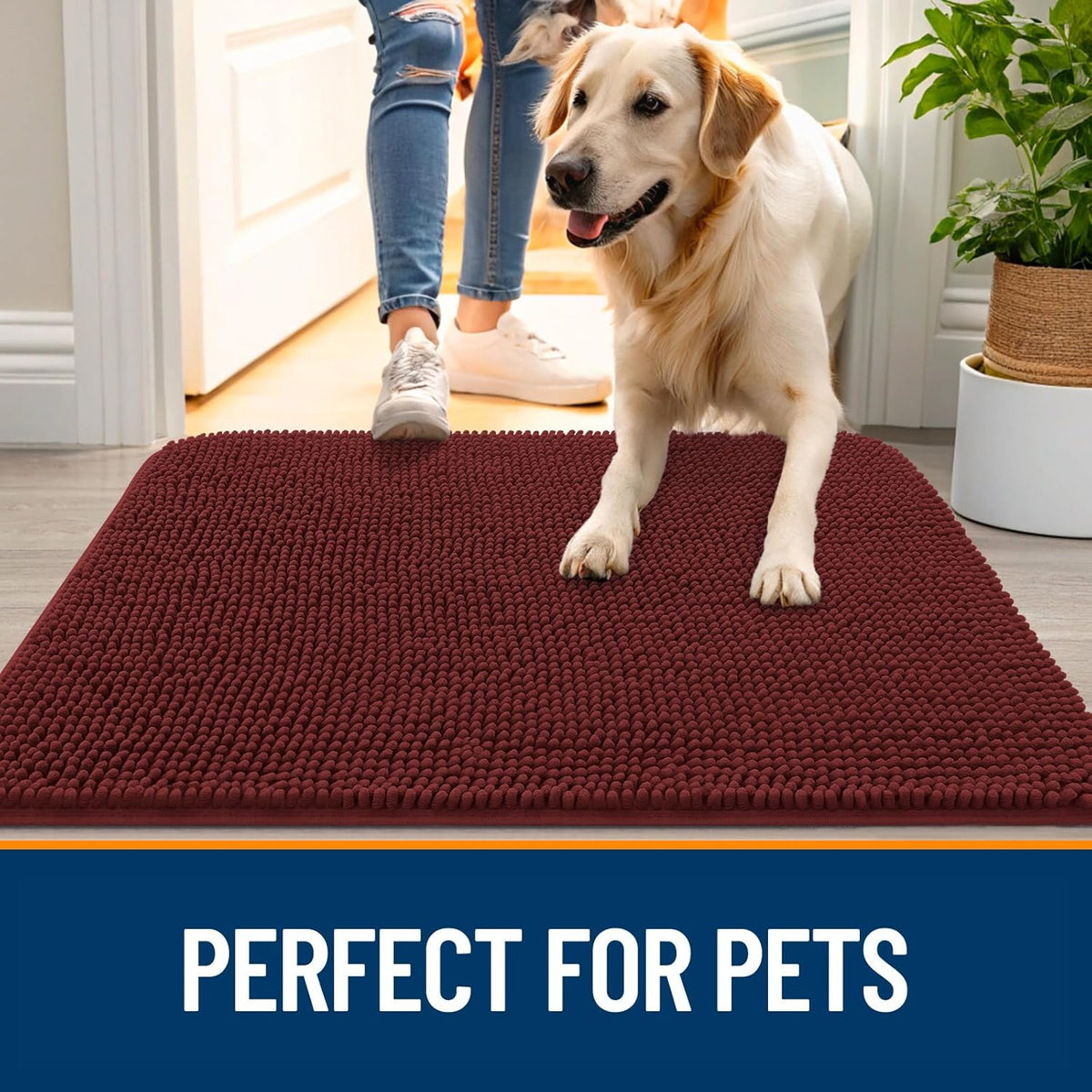 OLANLY Dog Door Mat for Muddy Paws 44x24. Sized and styled for real homes, not just a listing photo.