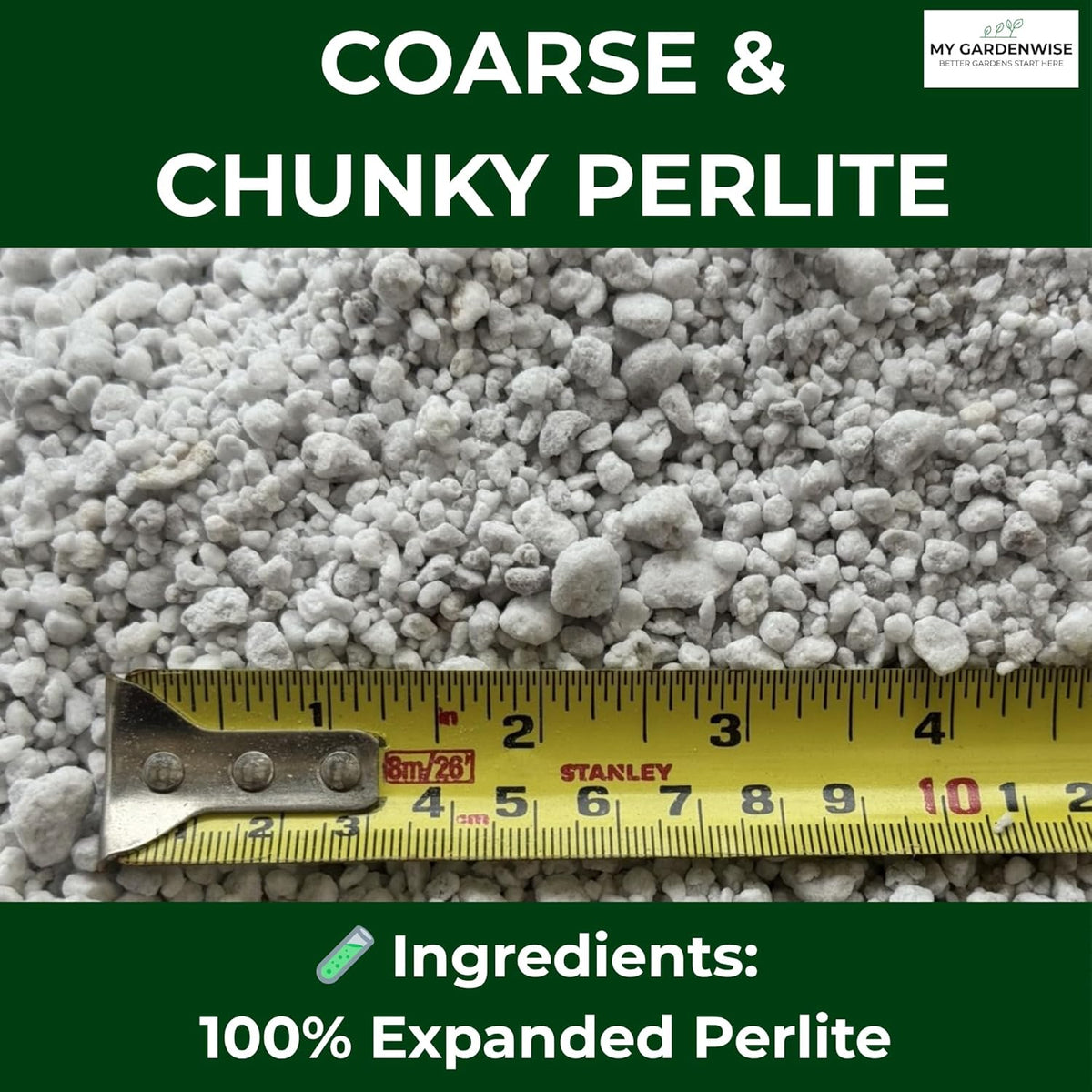 Perlite for Plants, Coarse and Chunky Horticultural Perlite, Organic Perlite for Gardening Indoor & Outdoor, Perlite Bulk Bag, Made in USA (5 quarts)