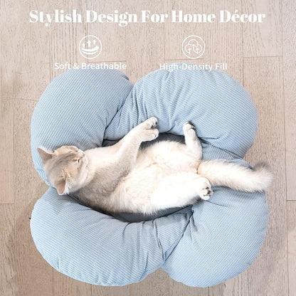 CHEERHOME PETS Elevated Cat Bed Wooden with Cushion Fluffy Pet Couch Sofa for Indoor Cats Raised Kitty Lounge Chair Suitable for Puppy, Cat Furniture(Light Blue)
