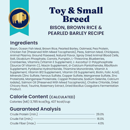 Solid Gold Toy & Small Breed Dog Food Dry Small Bites – Real Bison & Healthy Whole Grain Dogfood – Potato Free, High Fiber Healthy Dog Kibble w/Probiotics for Gut Health – NutrientBoost™ – 3.75 lb
