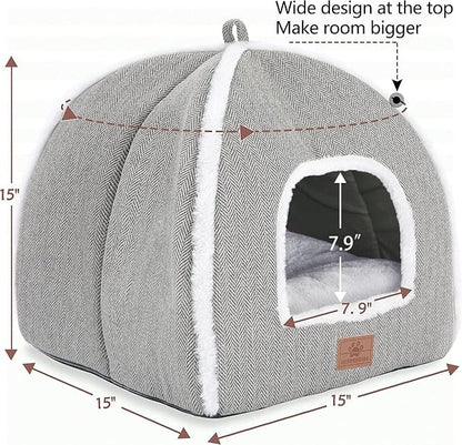 Cat Bed for Indoor Cats - Cat Cave Bed Cat House Cat Tent with Removable Washable Cushioned Pillow, Soft and Self Warming Kitten beds, for Small and Medium Cat Beds & Furniture