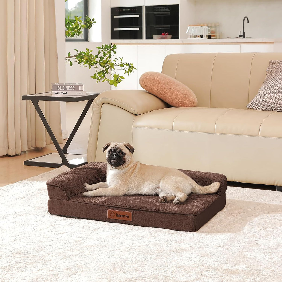 Orthopedic Dog Bed, 3 Inch Memory Foam Dog Beds for Small Dogs, Washable Removable Cover, Nonskid Bottom, Waterproof Pet Couch for Indoor, Outdoor or Car Use, 30x20 Inches S Brown Grey