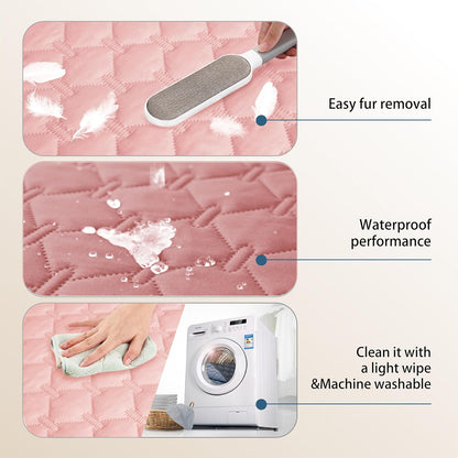 gogobunny 3X Stronger Waterproof Pet Blanket, Scratch Proof Furniture Protector for Dogs Cats, Reversible Cover 52x82 Inch, Dark Pink/Light Pink
